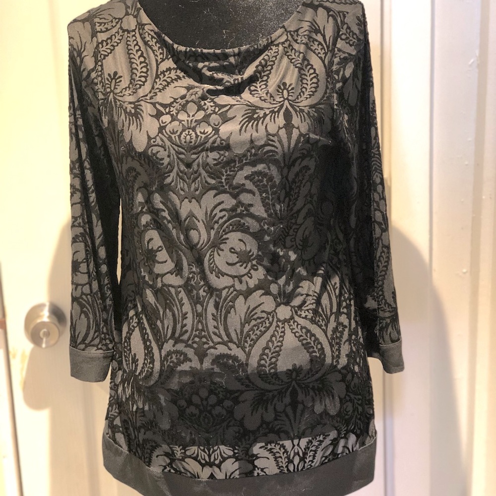 Charter Club black cut velvet top